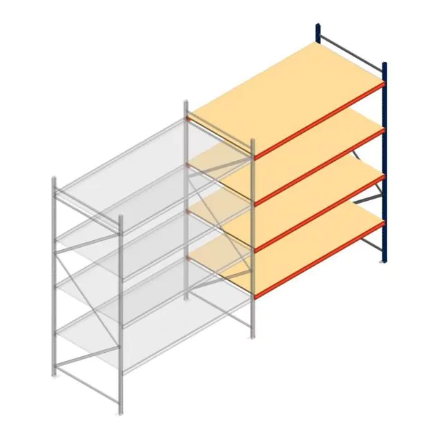 Gebruikte grootvakstelling AR 2000x1850x1200 mm (hxbxd) 4 niveaus aanbouwsectie
