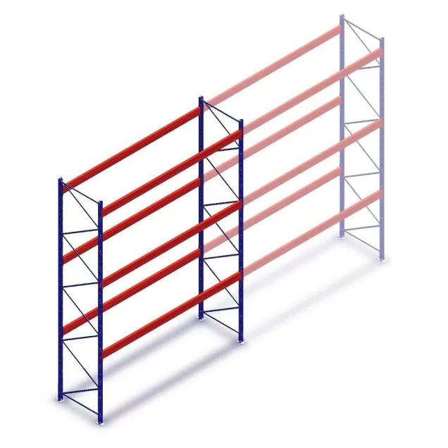 Gebruikte Esmena palletstelling 4100x3300x1100mm (hxbxd) 3 niveaus beginsectie