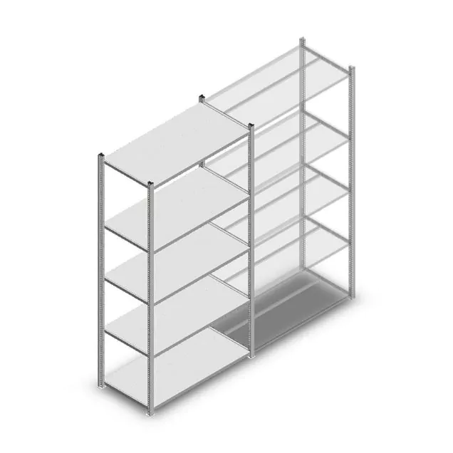 Gebruikte legbordstelling MD 2000x1000x500 mm (hxbxd) 5 niveaus beginsectie