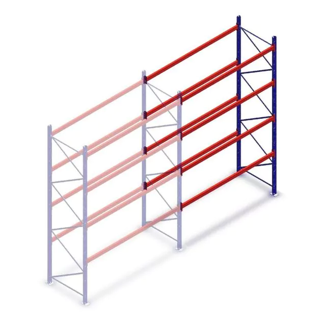 Gebruikte SLP palletstelling 4650x2700x1000 mm (hxbxd) 4 niveaus aanbouwsectie