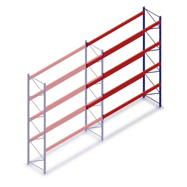 Gebruikte SLP palletstelling 5250x3600x1000 mm (hxbxd) 4 niveaus aanbouwsectie