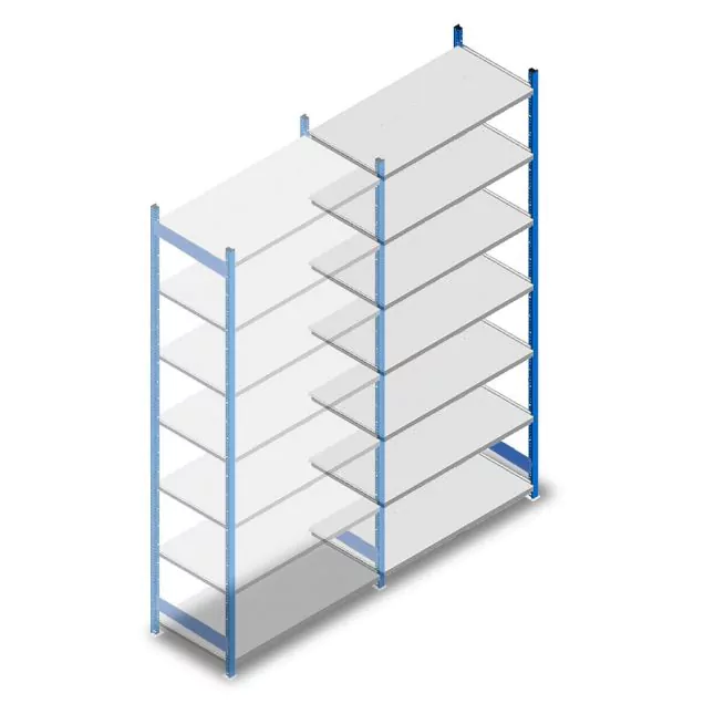 Gebruikte Dexion Impex legbordstelling 2435x1000x460 mm (hxbxd) 7 niveaus aanbouwsectie