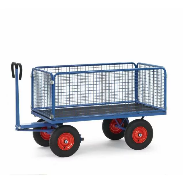 Handtrekwagen met draadgaas wanden 1200x800x1200 mm (lxbxh) 1000 kg