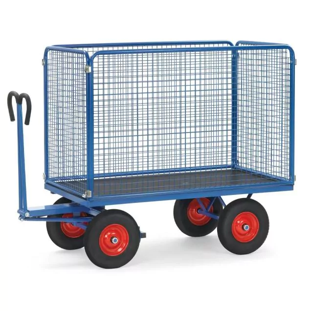 Handtrekwagen met draadgaas wanden 2000x1000x1480 mm (lxbxh) 1250 kg