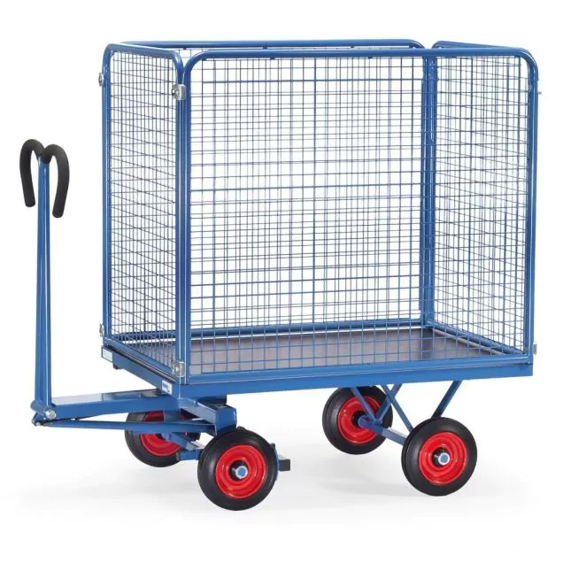 Handtrekwagen met draadgaas wanden 1200x800x1415 mm (lxbxh) 750 kg