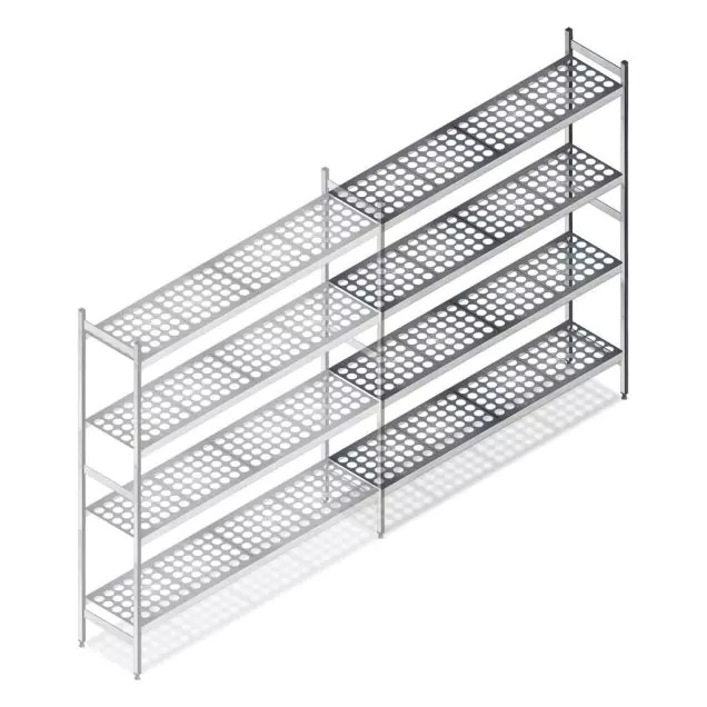 Hygiënische stelling 5711 1800x1070x360 mm (hxbxd) 4 niveaus aanbouwsectie