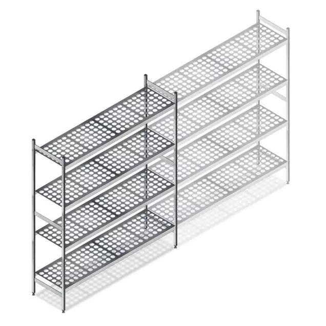 Hygiënische stelling 5711 1800x950x460 mm (hxbxd) 4 niveaus beginsectie