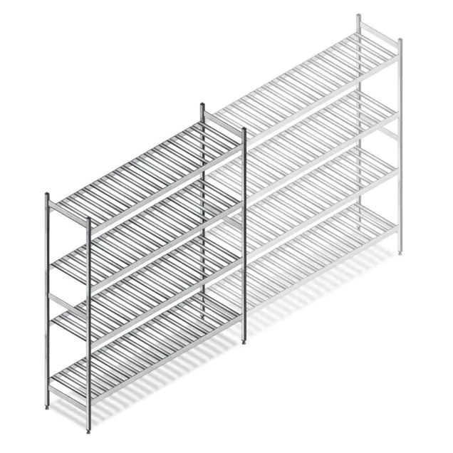 Hygiënische stelling 6811 1800x1080x460 mm (hxbxd) 4 niveaus beginsectie