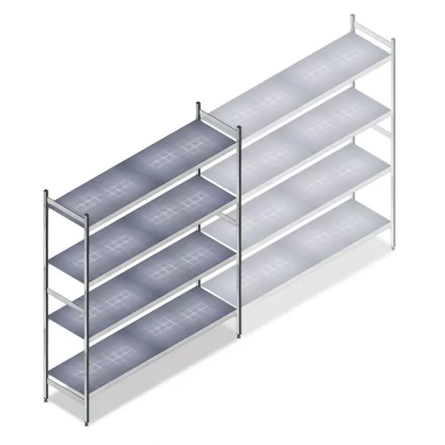 Hygiënische stelling 6622 1800x1200x460 mm (hxbxd) 4 niveaus beginsectie