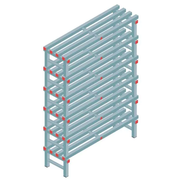 Kunststof stelling REA Euro 2000x1200x400 mm (hxbxd) 6 niveaus