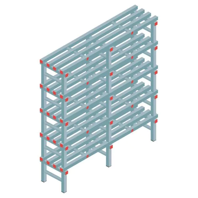 Kunststof stelling REA Euro 2250x1500x400 mm (hxbxd) 5 niveaus