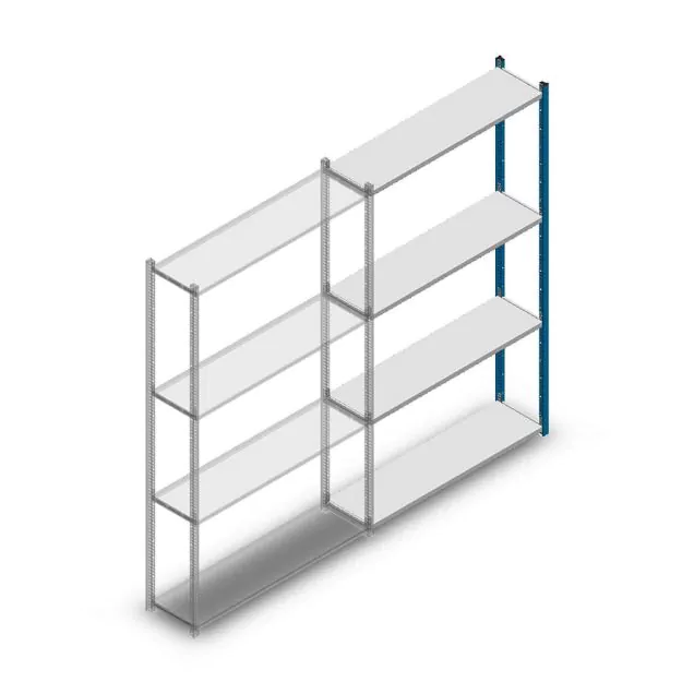 Legbordstelling Medium Duty 2000x1150x300mm (hxbxd) 4 niveaus blauw aanbouwsectie
