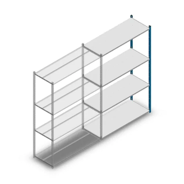 Legbordstelling Medium Duty 2000x1300x500mm (hxbxd) 4 niveaus blauw aanbouwsectie