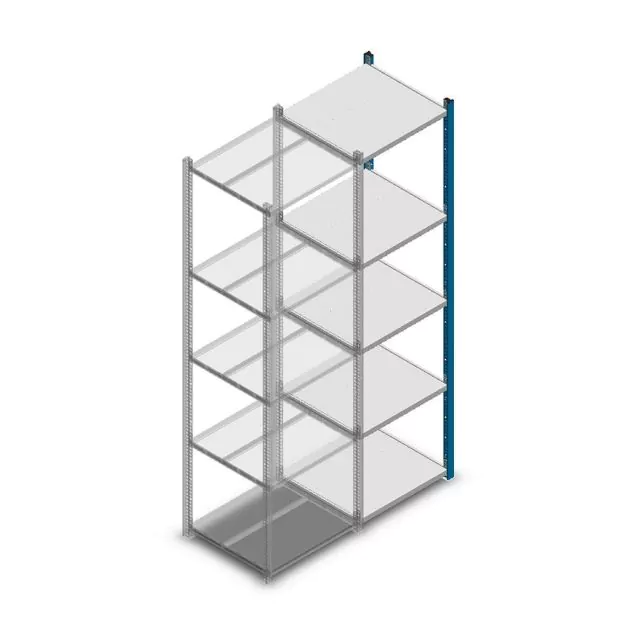 Legbordstelling Medium Duty 2000x550x500mm (hxbxd) 5 niveaus blauw aanbouwsectie