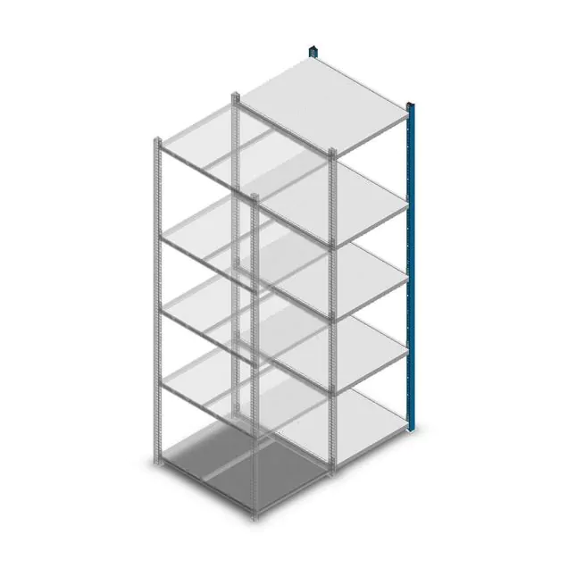 Legbordstelling Medium Duty 2000x550x700mm (hxbxd) 5 niveaus blauw aanbouwsectie