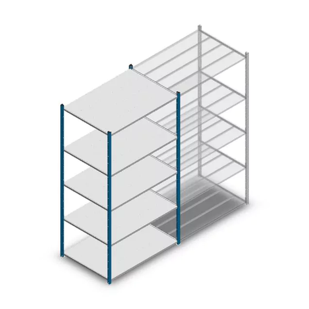 Legbordstelling Medium Duty 2200x1150x800mm (hxbxd) 5 niveaus blauw beginsectie