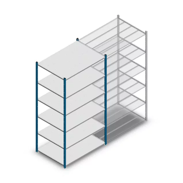 Legbordstelling Medium Duty 2200x1150x800mm (hxbxd) 6 niveaus blauw beginsectie