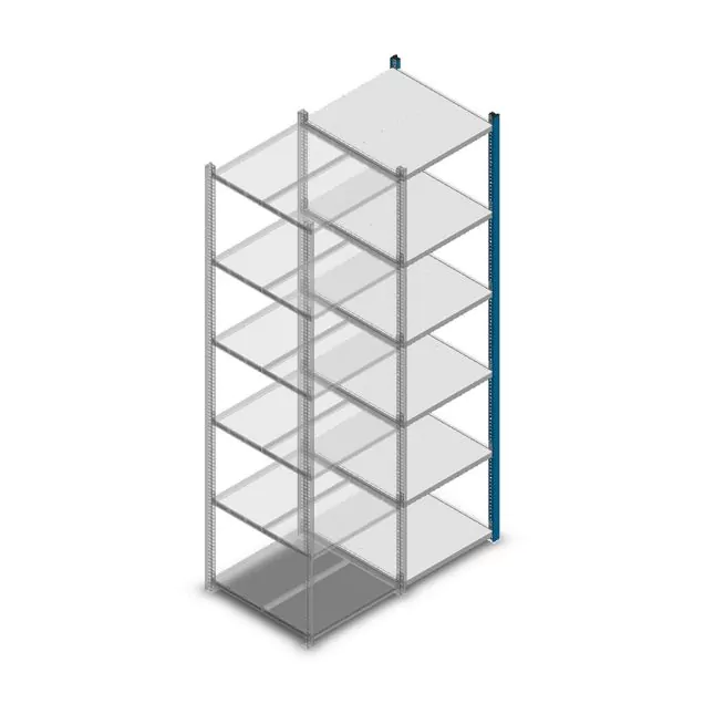 Legbordstelling Medium Duty 2200x550x600mm (hxbxd) 6 niveaus blauw aanbouwsectie