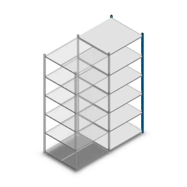 Legbordstelling Medium Duty 2200x850x800mm (hxbxd) 6 niveaus blauw aanbouwsectie