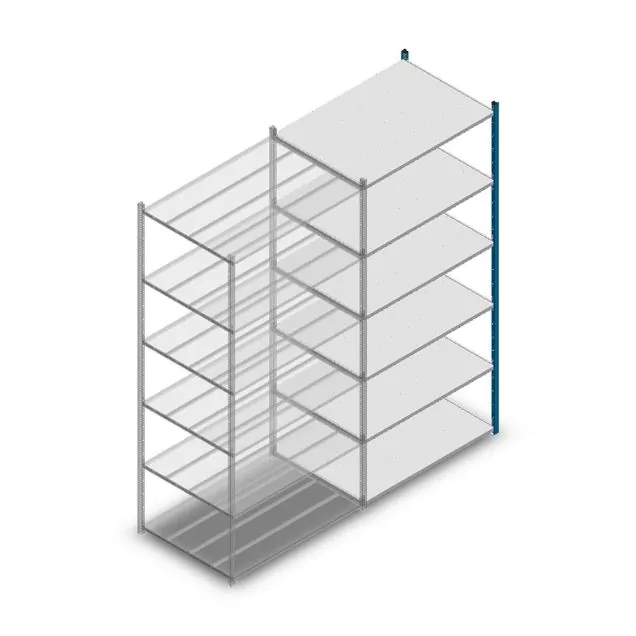 Legbordstelling Medium Duty 2500x1150x800mm (hxbxd) 6 niveaus blauw aanbouwsectie