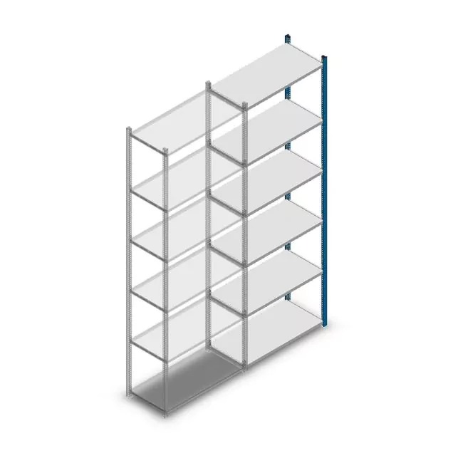 Legbordstelling Medium Duty 2500x850x400mm (hxbxd) 6 niveaus blauw aanbouwsectie