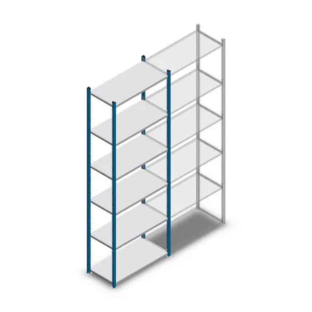 Legbordstelling Medium Duty 2500x850x400mm (hxbxd) 6 niveaus blauw beginsectie