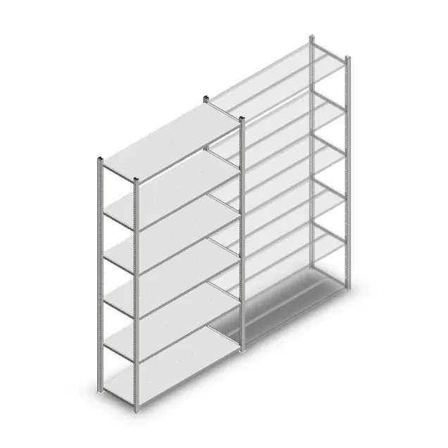 Legbordstelling Medium Duty 2200x1150x400mm (hxbxd) 6 niveaus verzinkt beginsectie