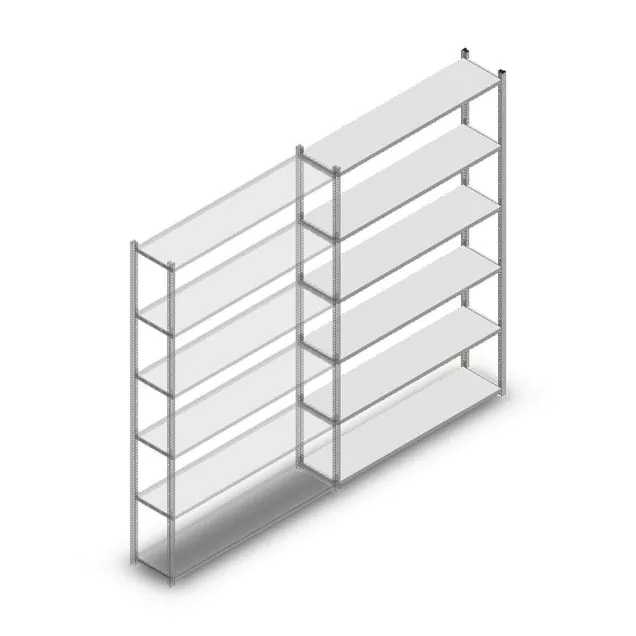 Legbordstelling Medium Duty 2200x1300x300mm (hxbxd) 6 niveaus verzinkt aanbouwsectie
