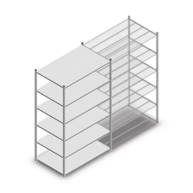 Legbordstelling Medium Duty 2200x1300x800mm (hxbxd) 6 niveaus verzinkt beginsectie