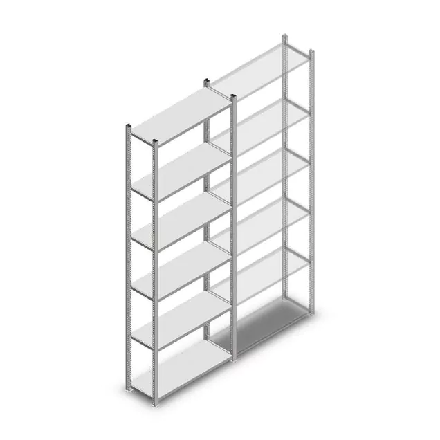 Legbordstelling Medium Duty 3000x850x300mm (hxbxd) 6 niveaus verzinkt beginsectie