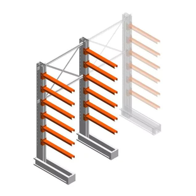 Medium draagarmstelling IT enkelzijdig 2455x1200x800 mm (hxbxd) 6 niveaus beginsectie