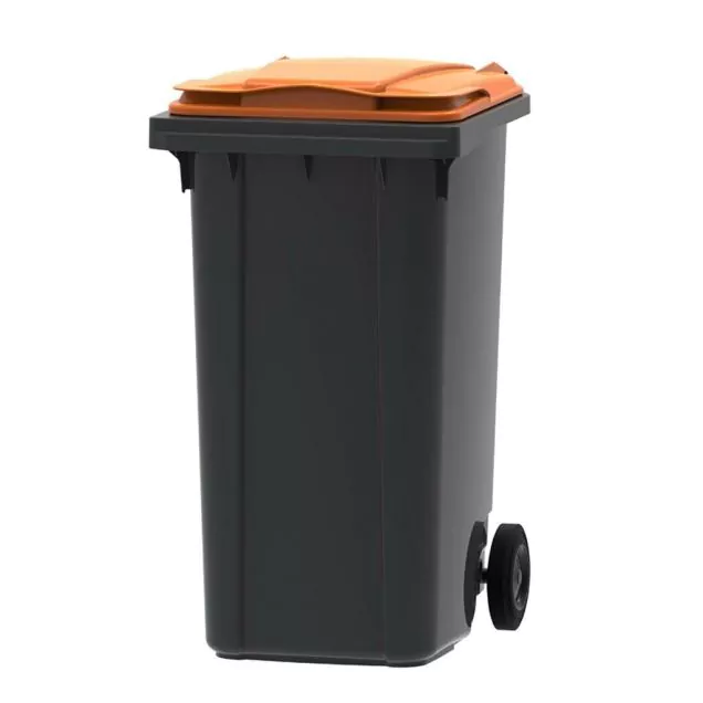 Afvalcontainer, mobiele rolcontainer 240 liter grijs oranje