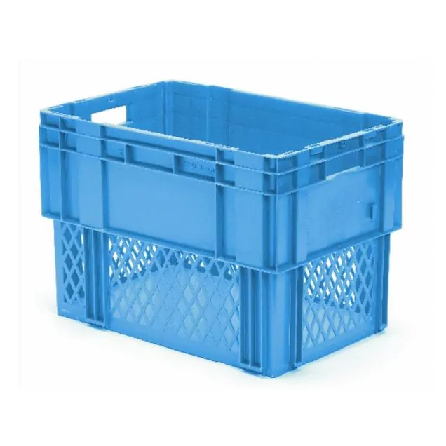 Stapelbare, nestbare transportkrat DTK1 600x400x420 mm (lxbxh) blauw