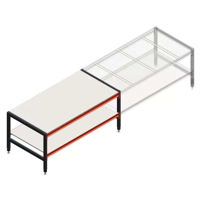 Verstelbare werktafel dubbellaags 1950x1000x800-950 mm (lxdxh) beginsectie