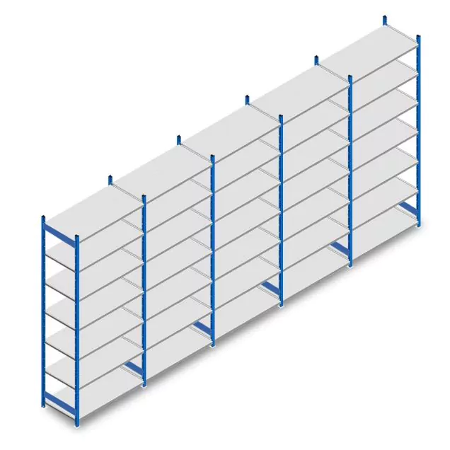 Voordeelrij gebruikte Dexion Impex legbordstelling 2435x5180x460 mm (hxbxd) 7 niveaus