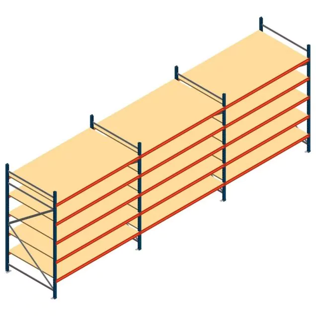 Voordeelrij grootvakstelling AR 2500x5758x1200 mm (hxbxd) 5 niveaus blauw met voorgemonteerde frames