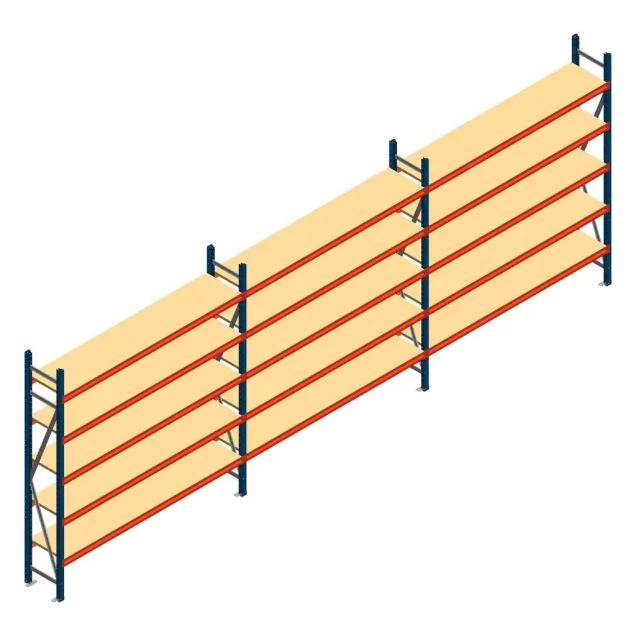 Voordeelrij grootvakstelling AR 2500x5758x400 mm (hxbxd) 5 niveaus blauw