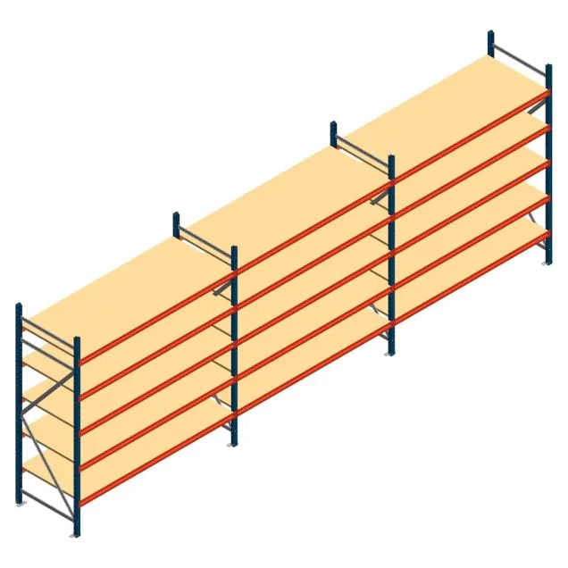 Voordeelrij grootvakstelling AR 2500x5758x800 mm (hxbxd) 5 niveaus blauw met voorgemonteerde frames