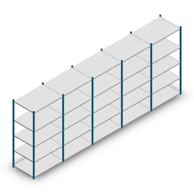 Voordeelrij legbordstelling Medium Duty 2200x5000x700 mm (hxbxd) 5 niveaus blauw
