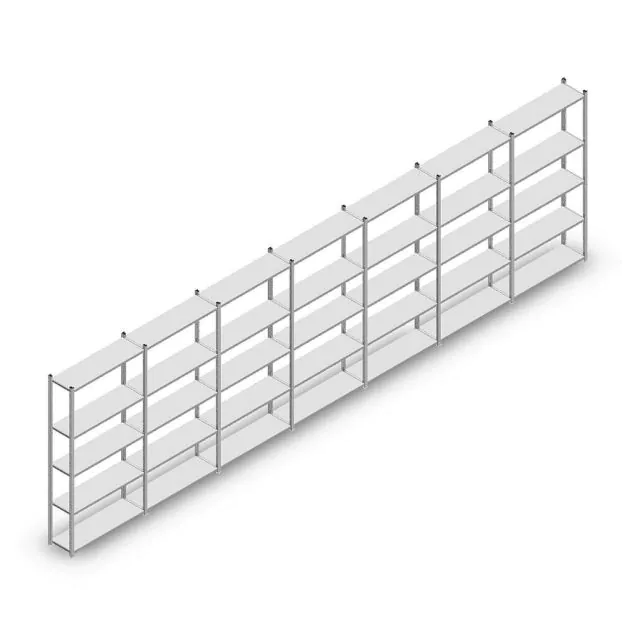 Voordeelrij legbordstelling Medium Duty 2000x7000x300 mm (hxbxd) 5 niveaus verzinkt