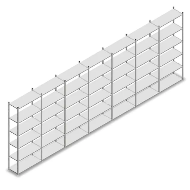 Voordeelrij legbordstelling Medium Duty 2500x7000x400 mm (hxbxd) 6 niveaus verzinkt