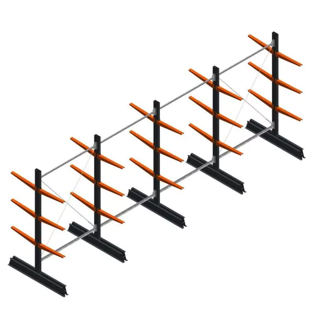 Voordeelrij lichte draagarmstelling dubbelzijdig 2000x5100x500 mm (hxbxd) 3 niveaus