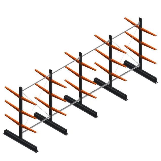 Voordeelrij lichte draagarmstelling dubbelzijdig 2000x5100x600 mm (hxbxd) 3 niveaus