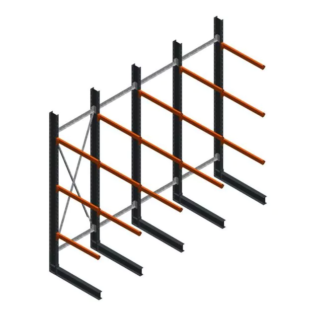 Voordeelrij zware draagarmstelling enkelzijdig 4000x4890x1200mm (hxbxd) 3 niveaus