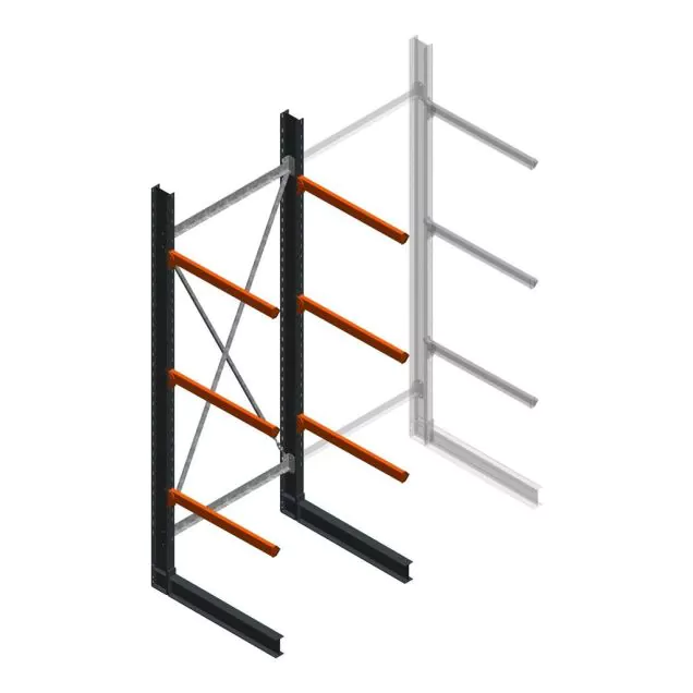 Zware draagarmstelling enkelzijdig 4000x1500x1200mm (hxbxd) 3 niveaus beginsectie