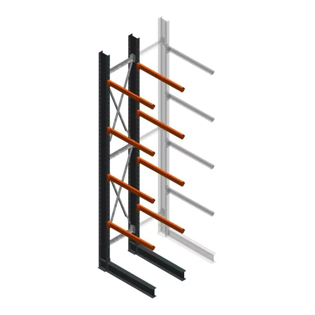 Zware draagarmstelling enkelzijdig 5000x800x1200mm (hxbxd) 4 niveaus beginsectie