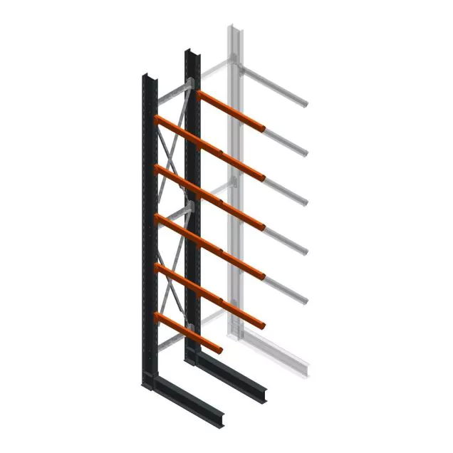 Zware draagarmstelling enkelzijdig 5000x800x1200mm (hxbxd) 5 niveaus beginsectie